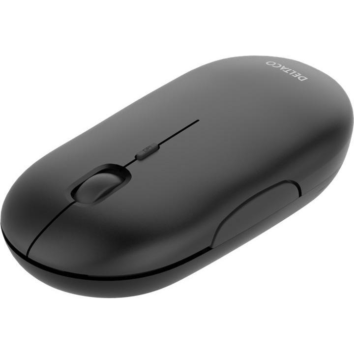 Deltaco Wireless flat silent mouse 1600 DPI, USB receiver, 4 buttons, dark gray, Maus, Grau