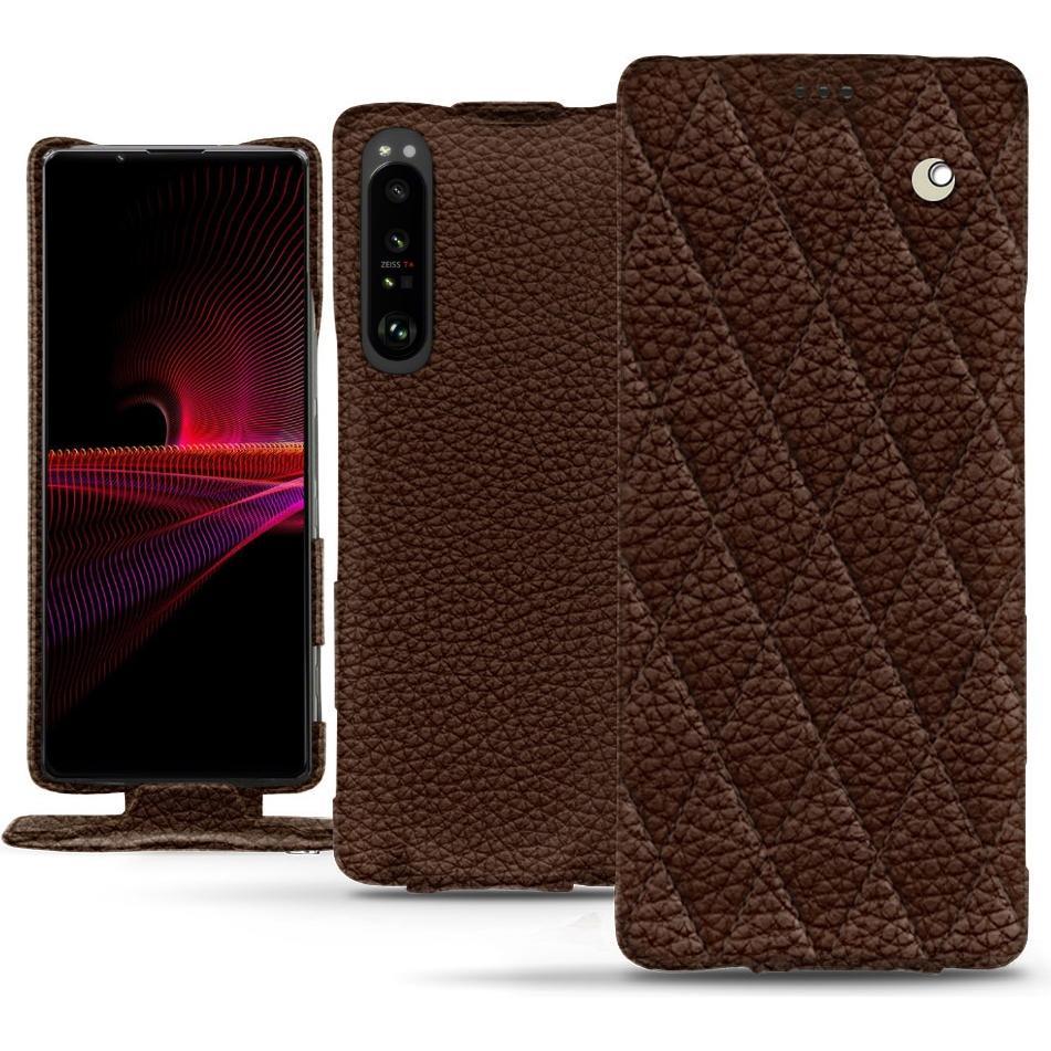 Noreve Lederschutzhülle vertikal (Sony Xperia 1 III), Smartphone Hülle, Braun