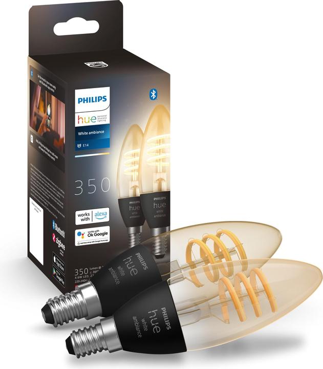 Actual product image Philips Hue Filament White Ambiance (E14, 4.60 W, 350 lm, 2 x, G)