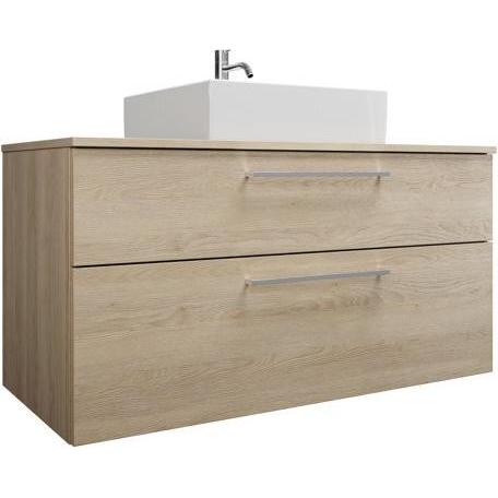 burgbad, Badmöbelset, Eqio Keramik-Aufsatzwaschtisch, quadratisch mittig, inklusive Waschtischunterschrank, Breite