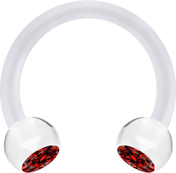 Produktbild Star Piercing Micro Circular Barbell transparent mit zwei Kugeln Kristall rot (Kunststoff, ohne Messing)