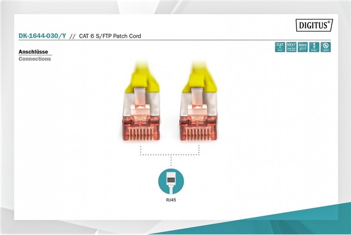 Produktbild Digitus Netzwerkkabel (S/FTP, CAT6, 3 m)