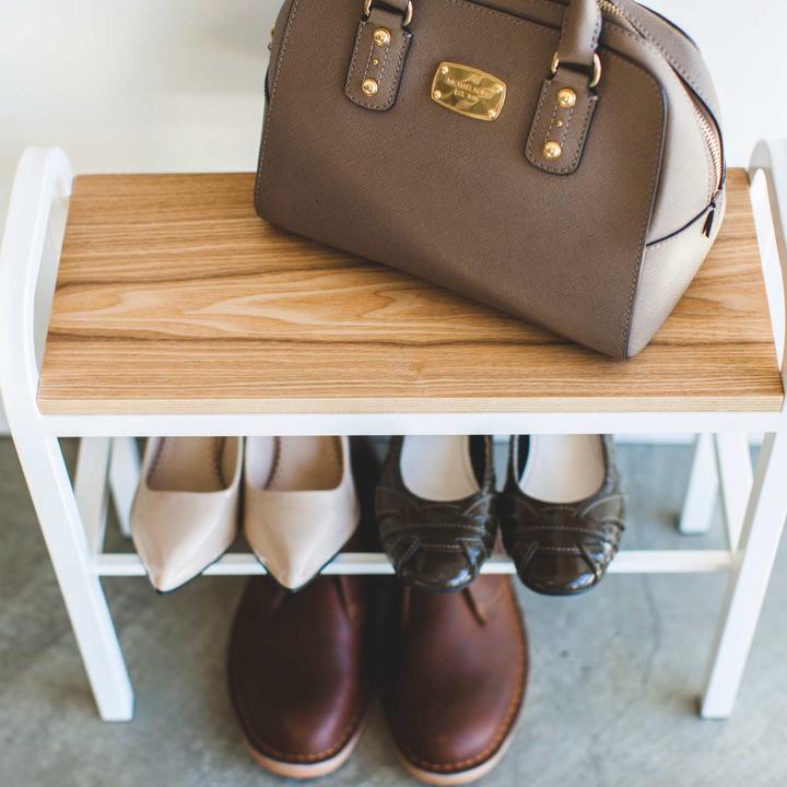 Produktbild Yamazaki Schuhregal mit Holzbrett - Turm - Weiss (4787)