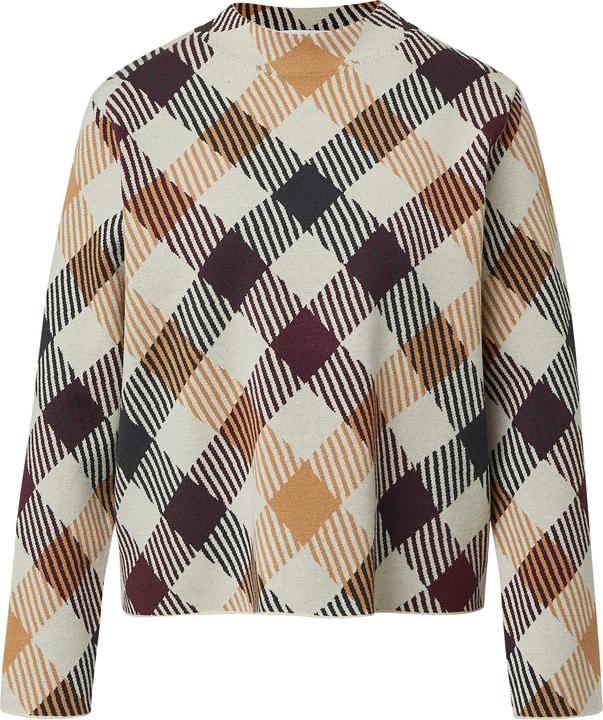 Produktbild Comma Strickpullover Karo-Strickpullover aus Viskosemix mit Stehkragen (32)