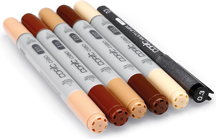 Produktbild Copic Marker ciao, 5+1 Set "Portrait 2" (Beige, Sandbraun, Sepia, 0.30 mm, 6 x)