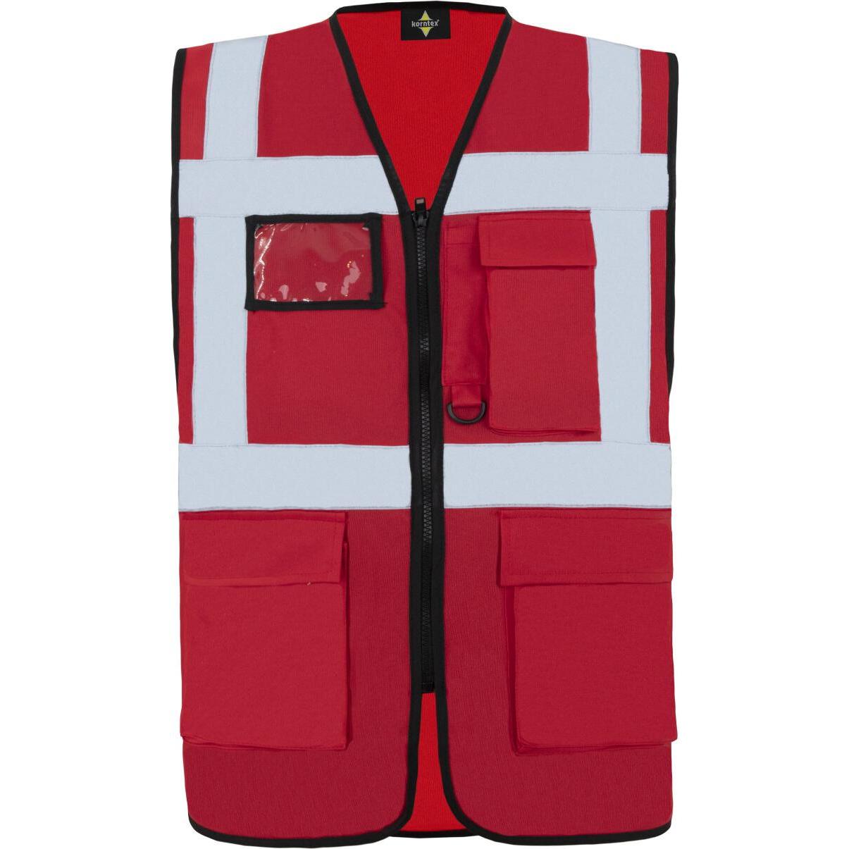 Korntex, Warnweste + Warnshirt, Warnweste Multifunktional Hamburg Rot mit 360° Sicherheit XXL EN ISO 17353  KXCMF (XXL)