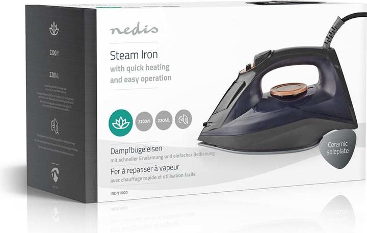 Actual product image Nedis Iron | 2200 W | Steam Shot | Ceramic | 0.26 l (2200 W, 0.01 g/min)