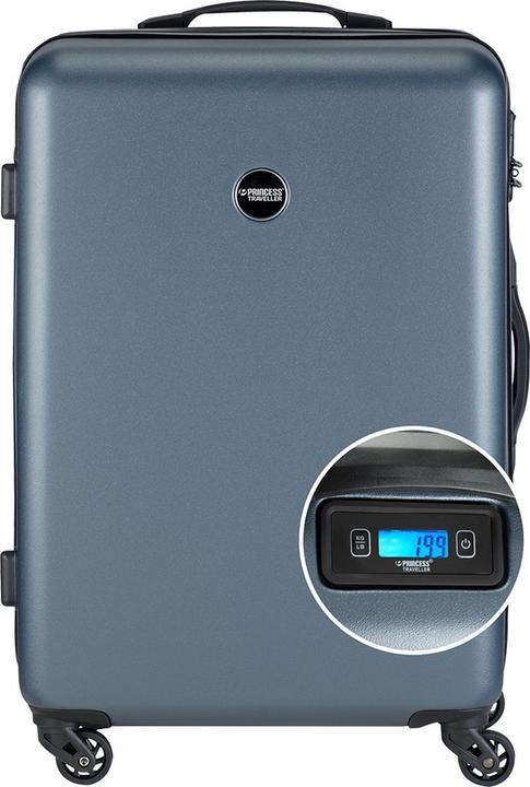 Princess Prinzessinreisende PT01 -Skala - Reisekoffer mit integrierten Skalen - Platin -Marine - M - 66 cm (65 l)