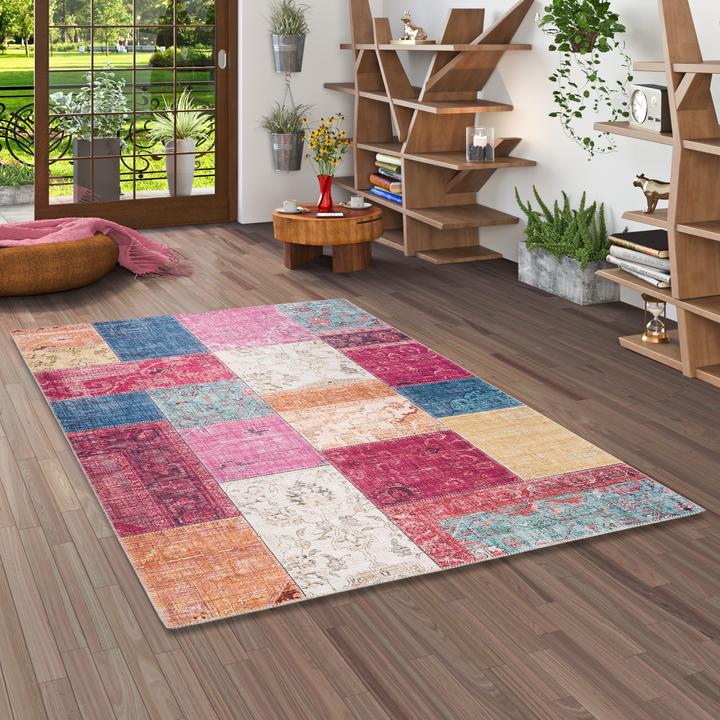 Produktbild Pergamon Luxus Vintage Designer Teppich Primus Bunt Patchwork (120 x 170 cm)