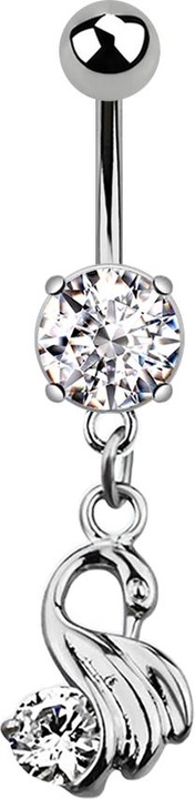 Produktbild Star Piercing Banane silber mit Anhänger Schwan silber (Titan G23, ohne Messing)