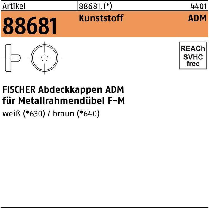 Produktbild Fischer Abdeckkappe ADM 10 W weiss (100 Stk.)