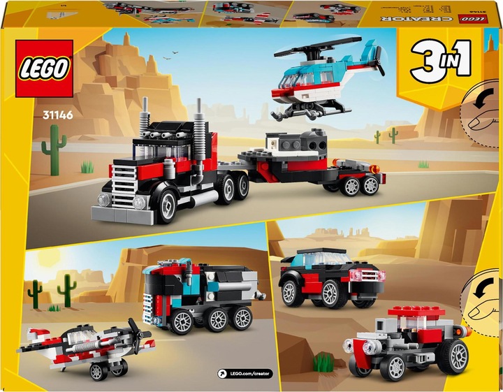 Produktbild LEGO Tieflader mit Hubschrauber (31146, LEGO Creator 3-in-1)