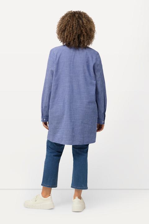 Actual product image Ulla Popken Pinstripe Button-Down Tunic Blouse (60)