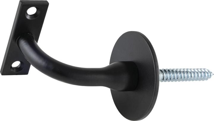 Halcö Support de main courante rond avec vis à double filetage, distance du mur 78mm, laqué noir RAL9005 (Fer galvanisé peint en noir RAL 9005)