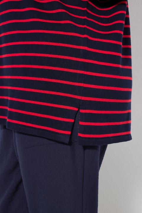 Immagine prodotto Ulla Popken Pullover dal taglio oversize a righe con taglio a mantella e scollo a girocollo (50, 52)