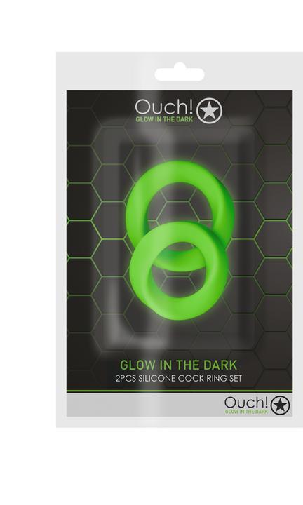 Produktbild Ouch! 2 pcs Cock Ring Set - Glow in the Dark (3 cm)