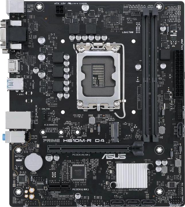 Image du produit ASUS Carte mère||Intel H610|LGA1700|Micro-ATX|Mémoire DDR4 (LGA 1700, Intel H610, mATX)