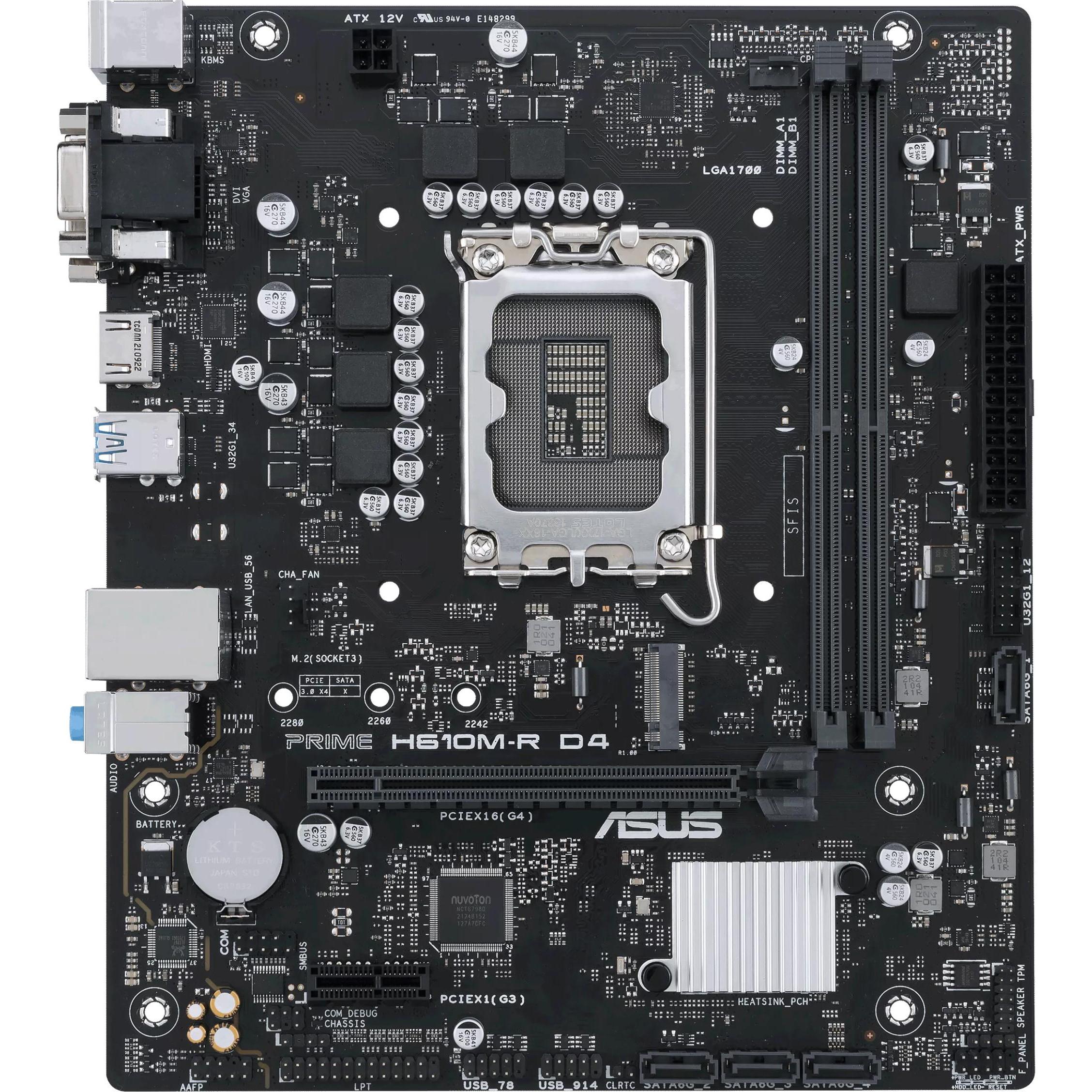 ASUS Mainboard Intel H610 LGA1700 Micro-ATX Speicher DDR4 (LGA 1700, Intel H610, mATX), Mainboard