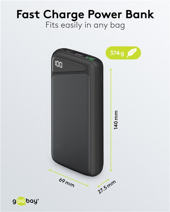 Actual product image Goobay Powerbank 53939 20000 mAh Black (20000 mAh, 22.50 W, 18 Wh)