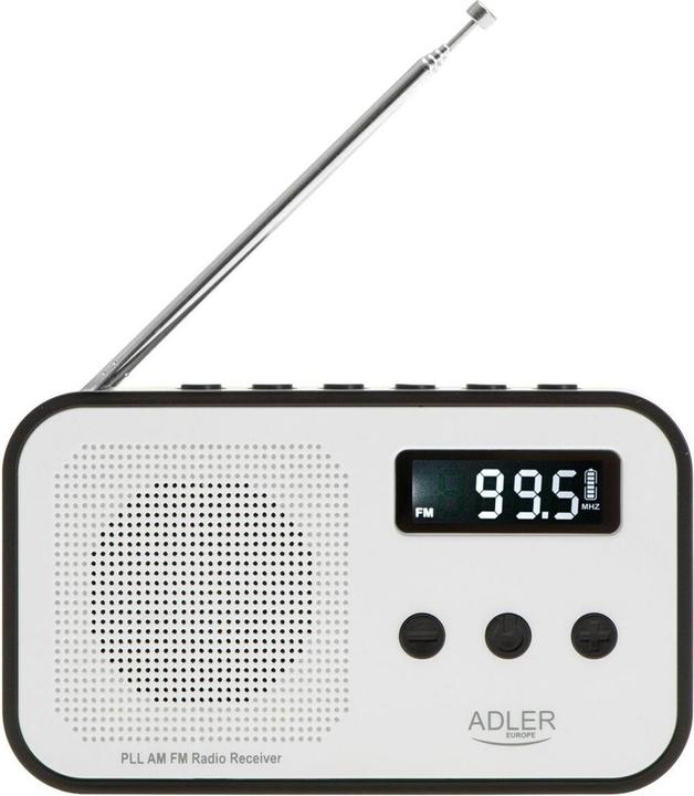 Image du produit Adler Interactive solution | Digital radio PLL AM/FM | AD 1907 | Alarm function | White/Black (AM, FM, KW, PLL)