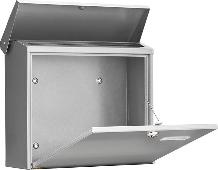 Produktbild Burg Wächter Briefkasten Stahl verzinkt BxHxT 380/340/148 mm Comfort 913 silber mit Öffnungsstopp