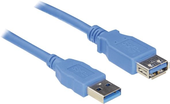 Produktbild Hapena USB-Verlängerung 3m USB3AAV3 USB 3.0 A-Stecker auf A-Kupplung blau (3 m, USB 3.2 Gen 1)