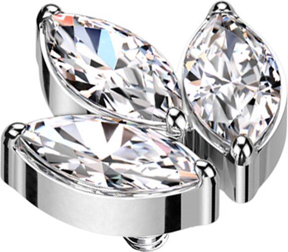 Produktbild Star Piercing Dermal Anchor silber drei Ovalen Kristalle silber (ohne Messing, Titan)