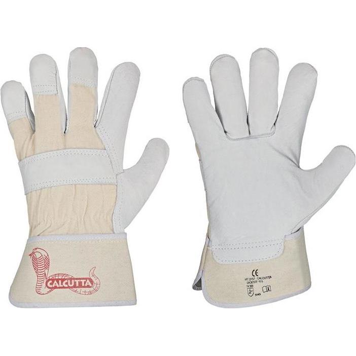 Stronghand, Schutzhandschuhe, Handschuh CALCUTTA EN388 Gr.8 naturfarben Rindleder Doppelnaht gummierte Stulpe (8)