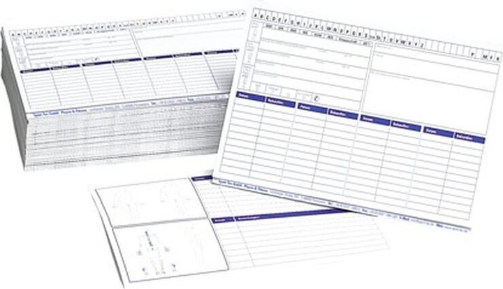Immagine prodotto Sport-Tec Schede paziente, 100 pezzi, piegate in formato DIN A5 orizzontale (A5)