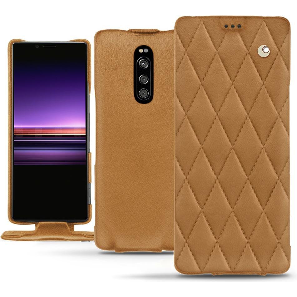 Noreve Lederschutzhülle vertikal (Sony Xperia 1), Smartphone Hülle, Braun