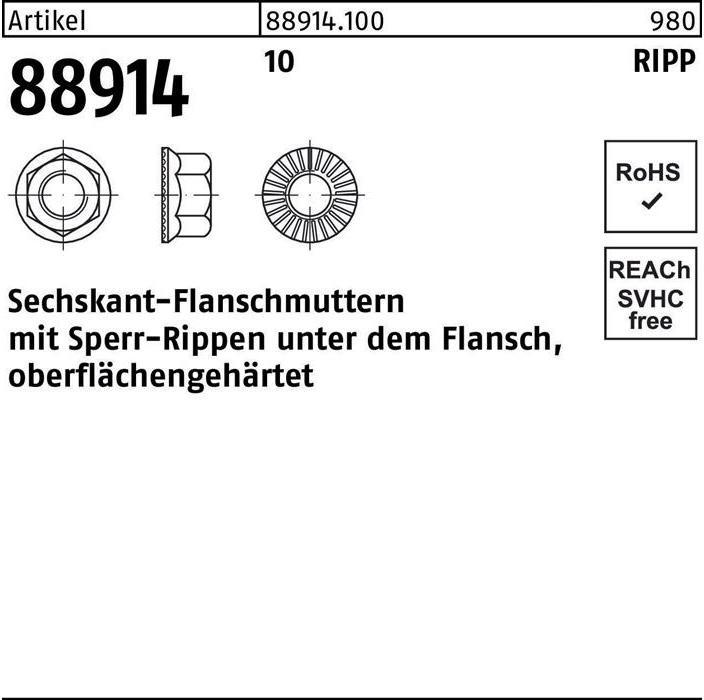 Produktbild Sechskantflanschmutter R 88914 Sperr-Ripp M 5 10 (M5)