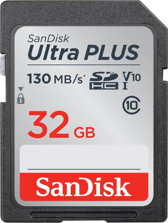 Produktbild SANDISK SDHC Ultra Plus (UHS-I Class 1, 32 GB, 130 MB/s (32 GB, SDHC, U1, UHS-I)