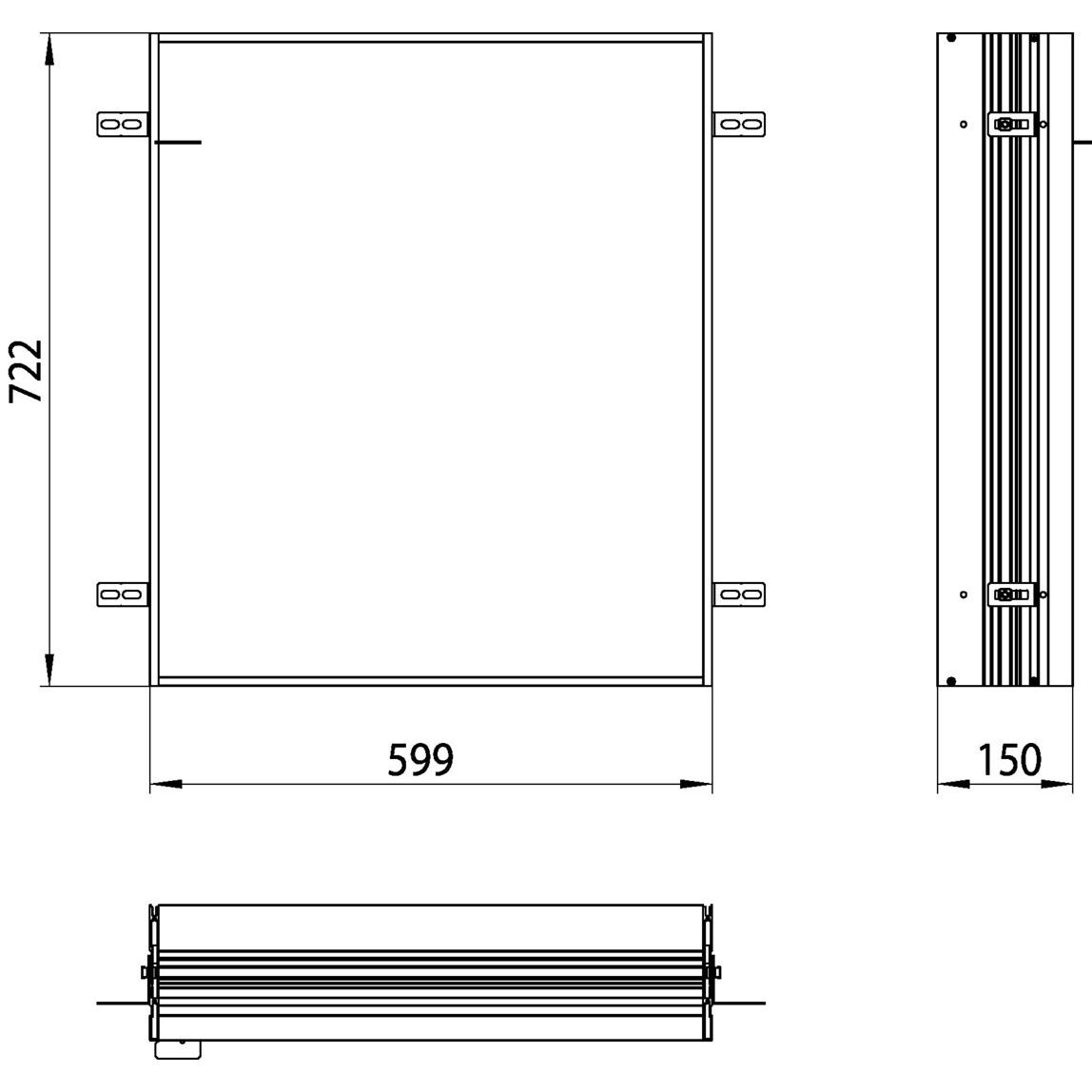 Emco, Zubehör Badmöbel, Einbaurahmen ASIS prime 2 für UP-Lichtspiegelschrank 599x722mm