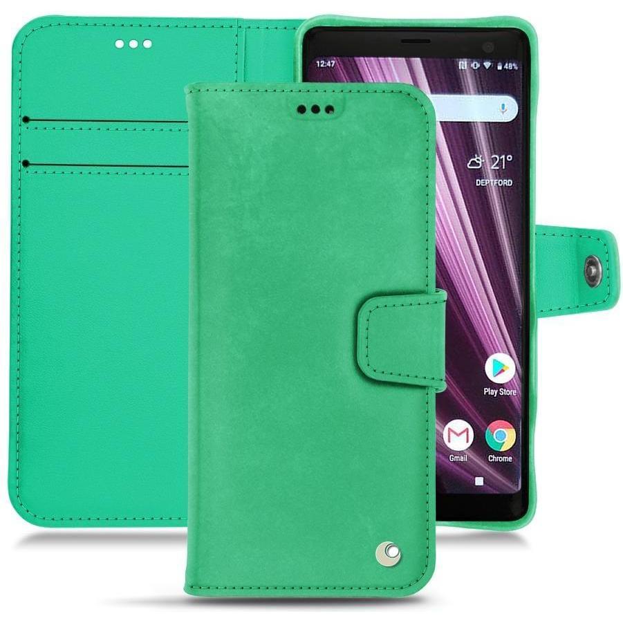 Noreve Lederschutzhülle Wallet (Sony Xperia XZ3), Smartphone Hülle, Grün