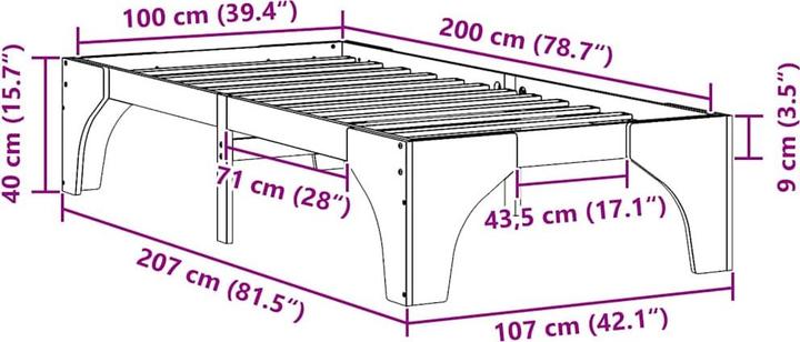 Actual product image vidaXL Bettgestell (100 x 200 cm)