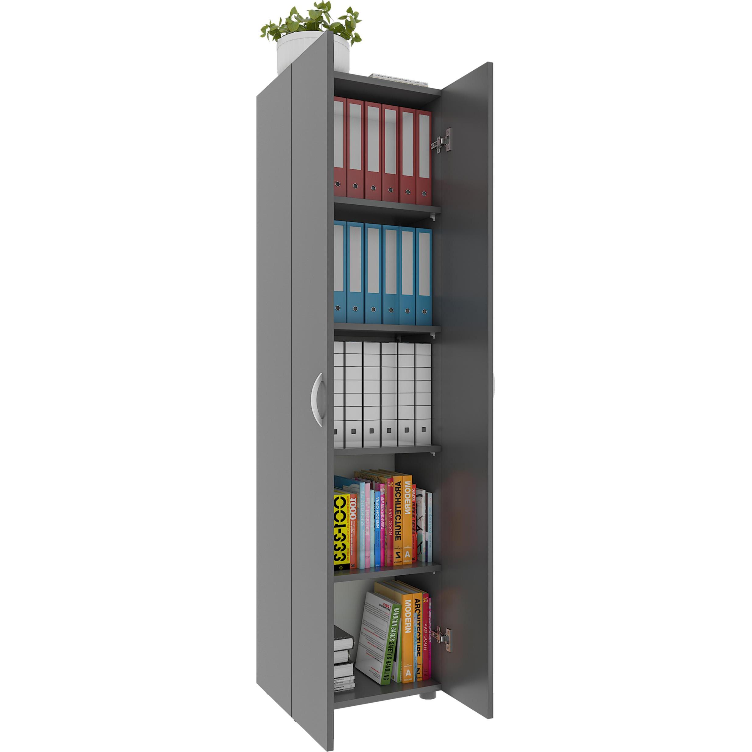 Thumbnail - VCM, Aktenschrank, Büroschrank Bücher Ordner Aktenschrank Büromöbel Schrank Ulas 5-fach Drehtüren (49 x 34 x 178 cm)