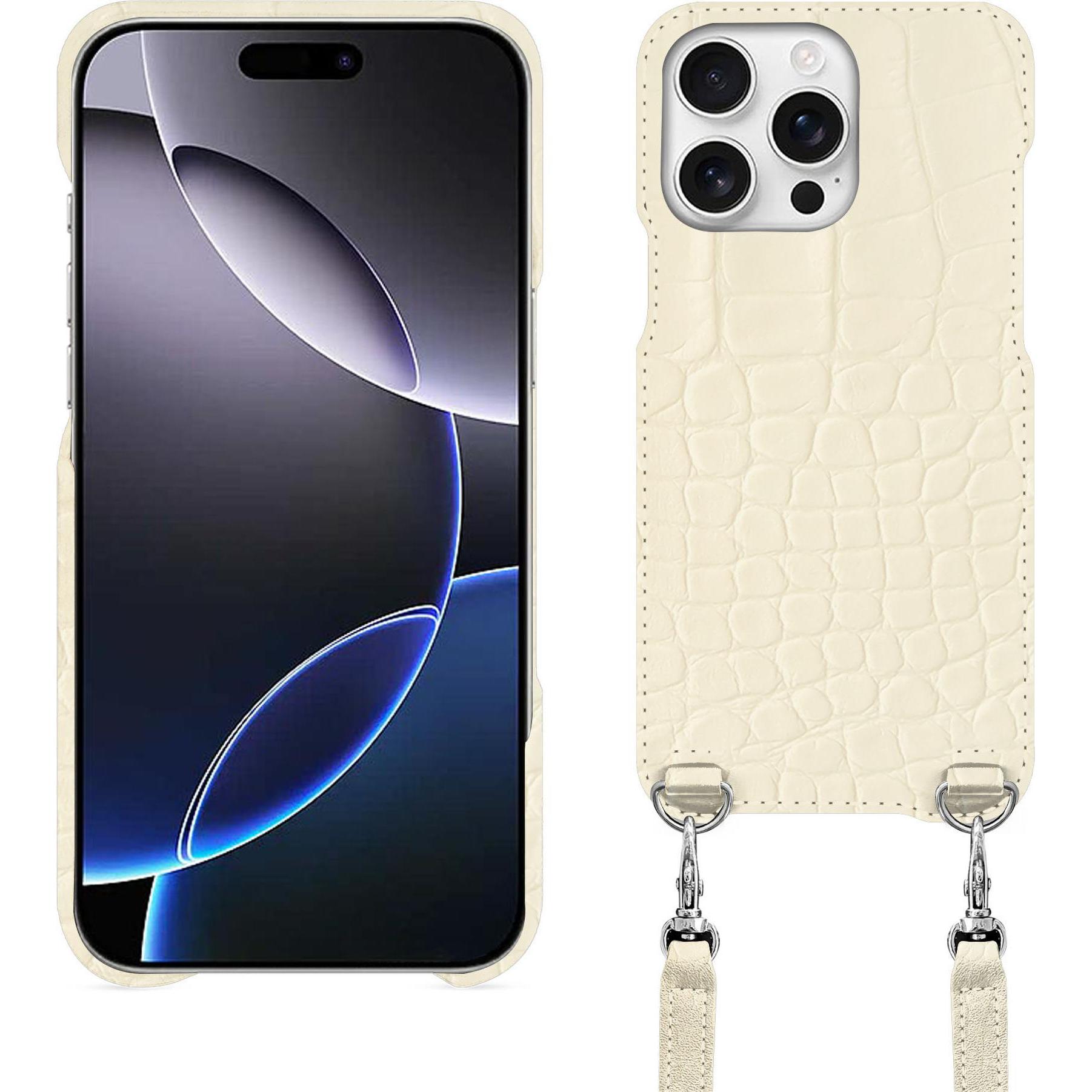 Noreve Schutzhülle mit Schulterriemen Apple iPhone 16 Pro Max (Apple iPhone 16 Pro Max), Smartphone Hülle, Braun