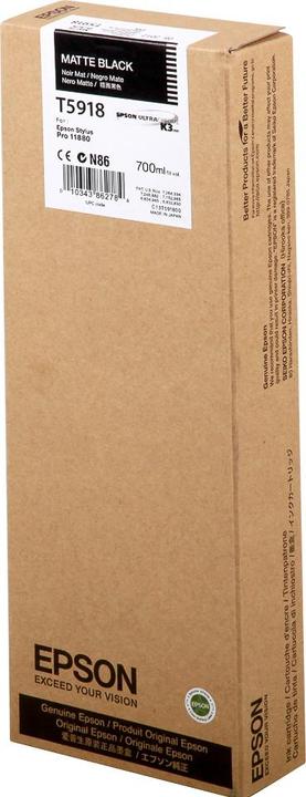Image du produit Epson T5918 Cartouche d'encre noire mate Capacité standard 700ml 1-pack (MBK)
