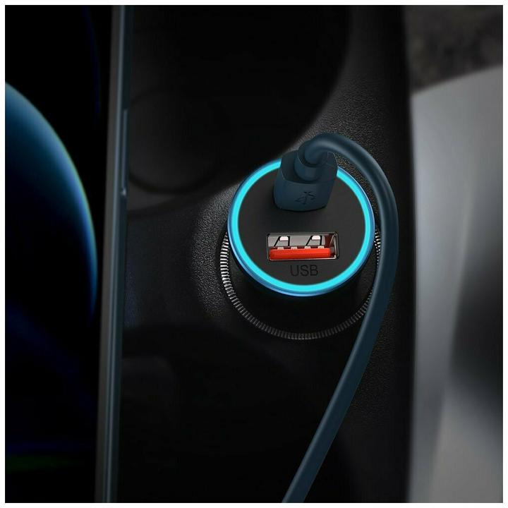 Actual product image Baseus Golden Contactor Pro car charger, USB + USB-C, QC4.0+, PD, SCP, 40W (blue)