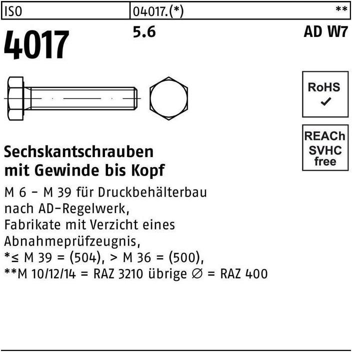 Thumbnail - Bufab, Schrauben, Sechskantschraube ISO 4017 VG M 16 x 25 5.6 AD W7 (50 Schrauben pro Stück)