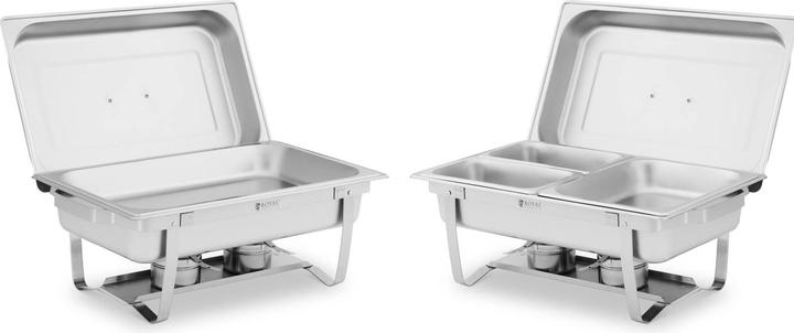 Produktbild Royal Catering Chafing Dish Set Warmhaltebehälter Rechaud Wärmebehälter 2 x 8 l Edelstahl