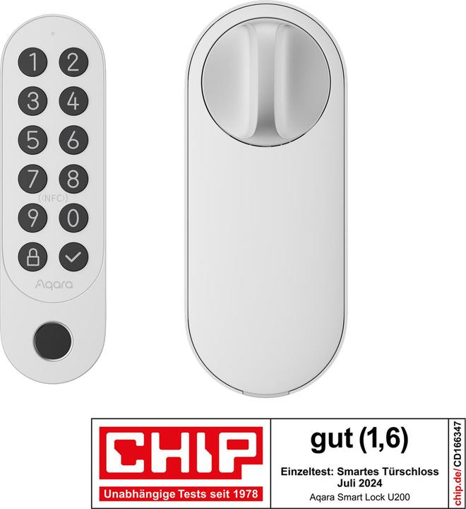 Aqara Smart Lock U200 (Fingerabdruck, Smartphone, Elektronische Zahlenkombination, Schlüsselkarte)