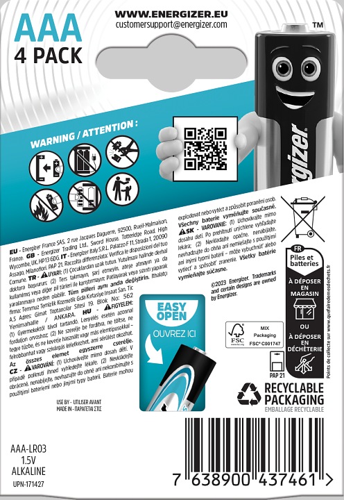 Image du produit Energizer Max Plus (4 pcs, AAA, 1300 mAh)
