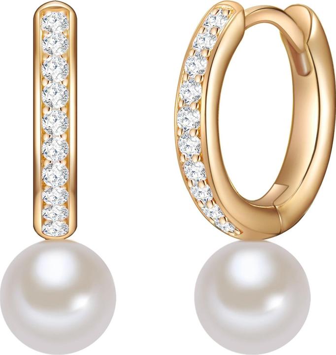 Immagine prodotto Valero Pearls Donna Argento Cubic Zirconia Perla d'acqua dolce coltivata Oro giallo - 11886 (Argento)