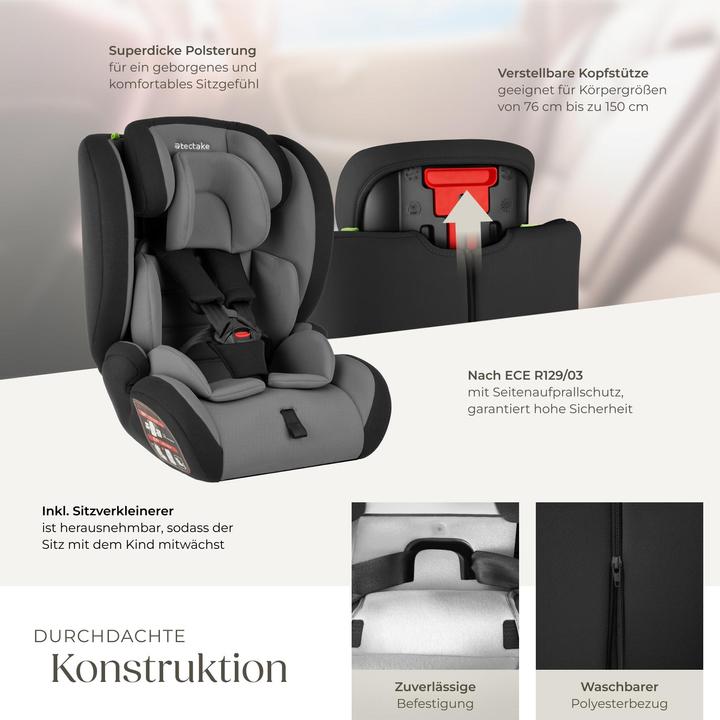 Immagine prodotto tectake Seggiolino auto Sophie con protezione dagli impatti laterali (Seggiolino per bambini, ECE R129/i-Size Standard)