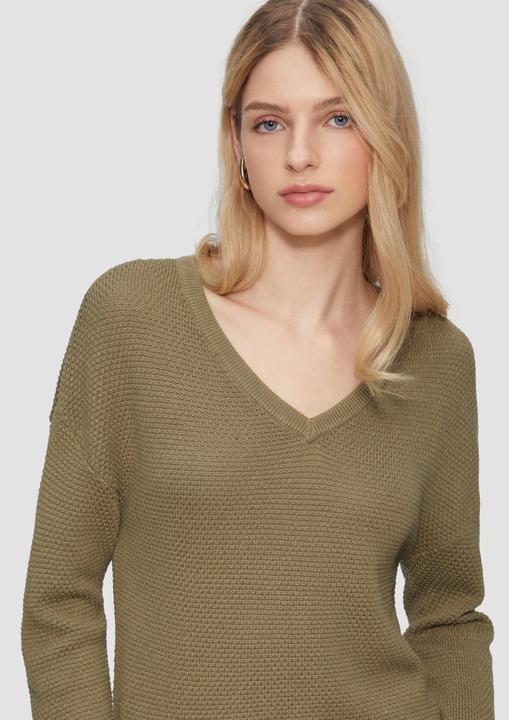 Produktbild S.Oliver Strickpullover Pullover mit Strukturmuster und V-Ausschnitt (M)
