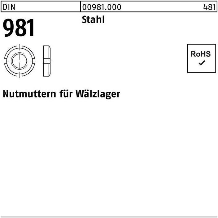 Thumbnail - Muttern + Unterlegscheiben, Nutmutter DIN 981 KM34 M170x3 Stahl