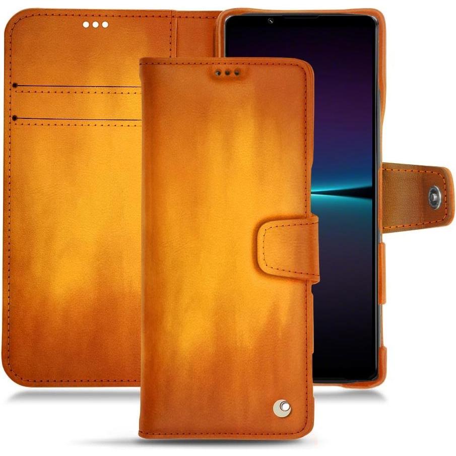 Noreve Lederschutzhülle Wallet (Sony Xperia 1 IV), Smartphone Hülle, Orange