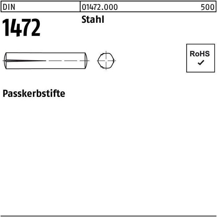 Thumbnail - Zubehör Befestigungstechnik, Passkerbstift DIN 1472 6 x 45 Stahl DIN 1472