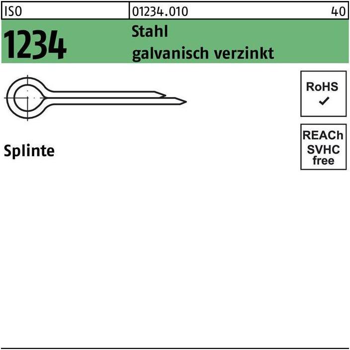Thumbnail - Meissel, Splinte ISO 1234 1,6 x 22 Stahl galvanisch verzinkt